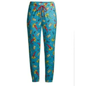 NWT Women’s M 8-10 Hot Pepper Print Sleep Jogger Pants Blue Comfy Lounge Pajamas